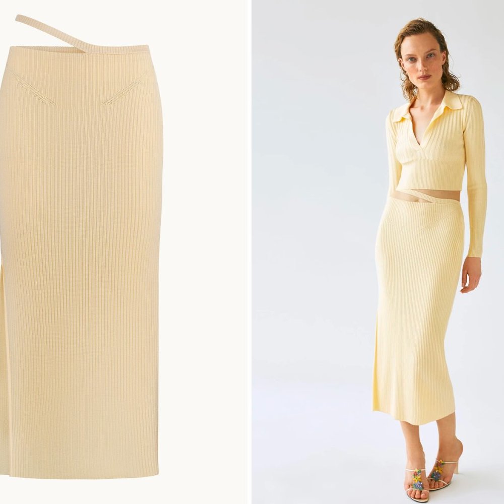 Anna October - Yellow Stevi Knitted Midi Skirt - 2022 season Brand new without t